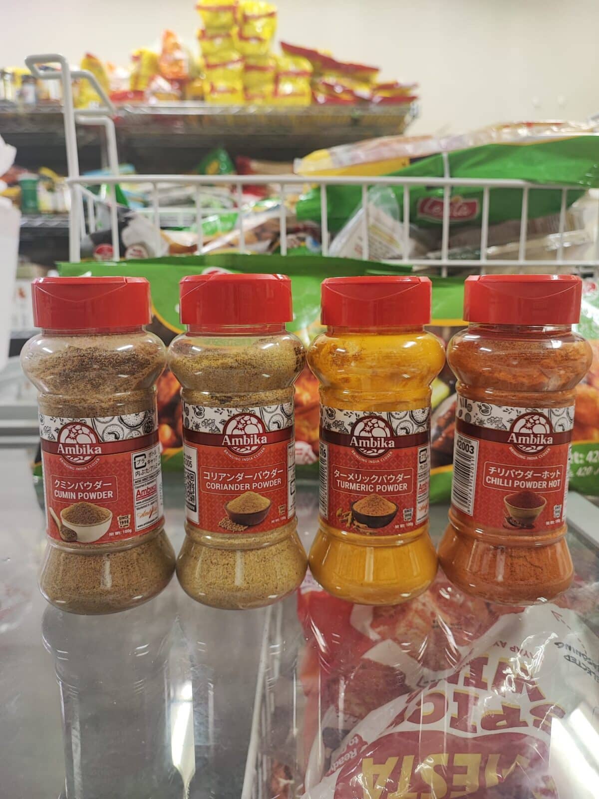 Ambika 100G powder Combo (Turmeric +Chilli+Coriander+Cumin) - Image 1