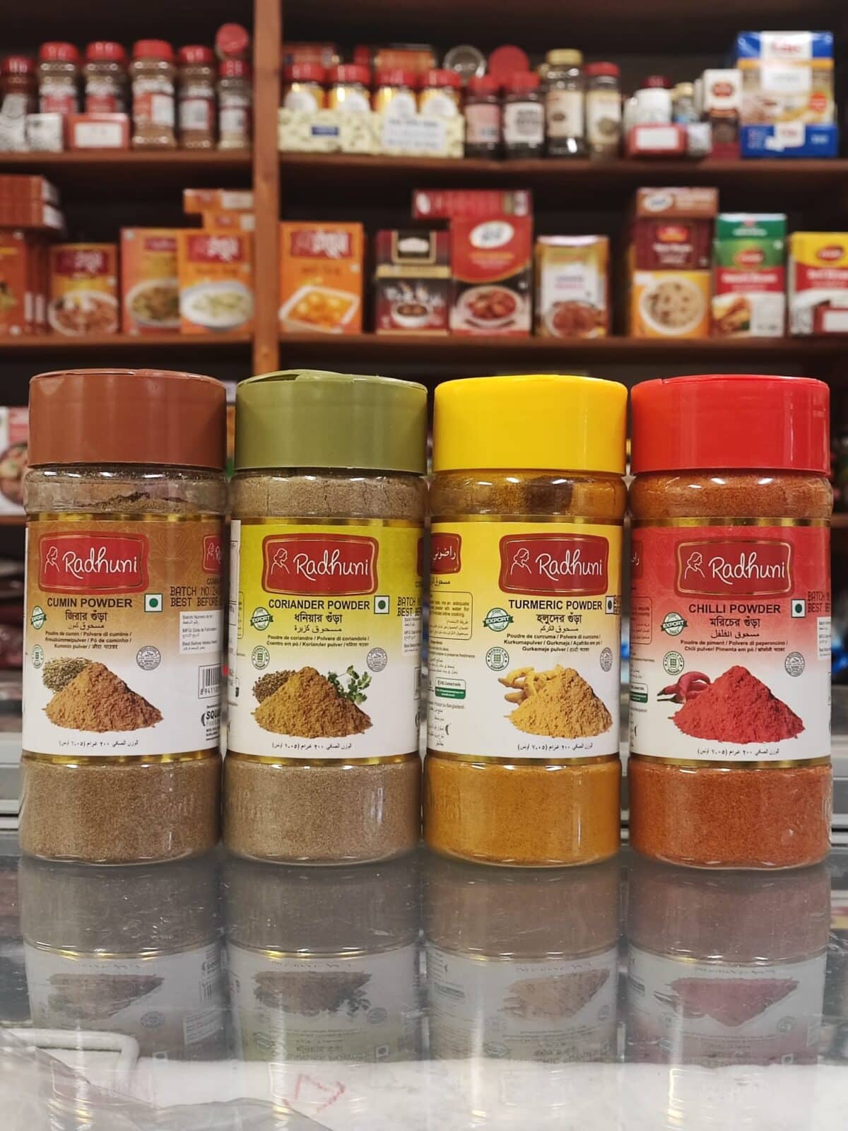 Radhuni 200G powder Combo (Turmeric +Chilli+Coriander+Cumin) - Image 1